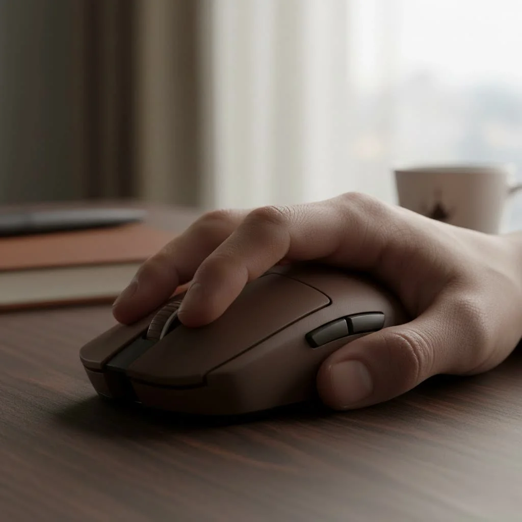 Gamer using a high-performance gaming keyboard and mouse setup