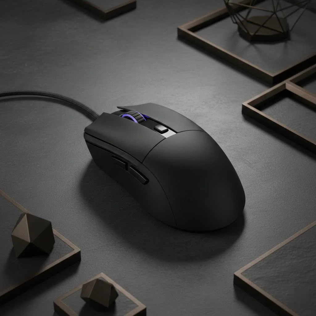 Ambidextrous gaming mouse with symmetrical design