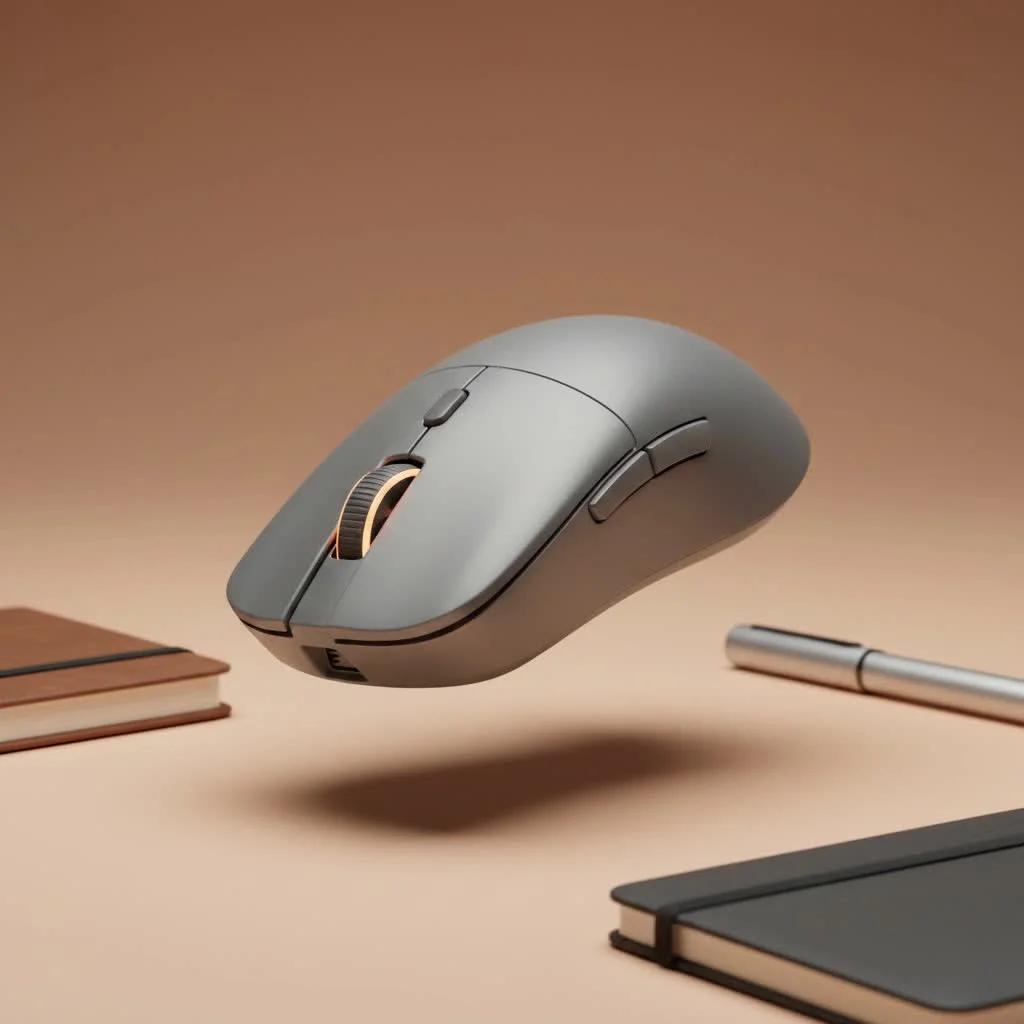 Onn gaming mouse with RGB lighting on a desk