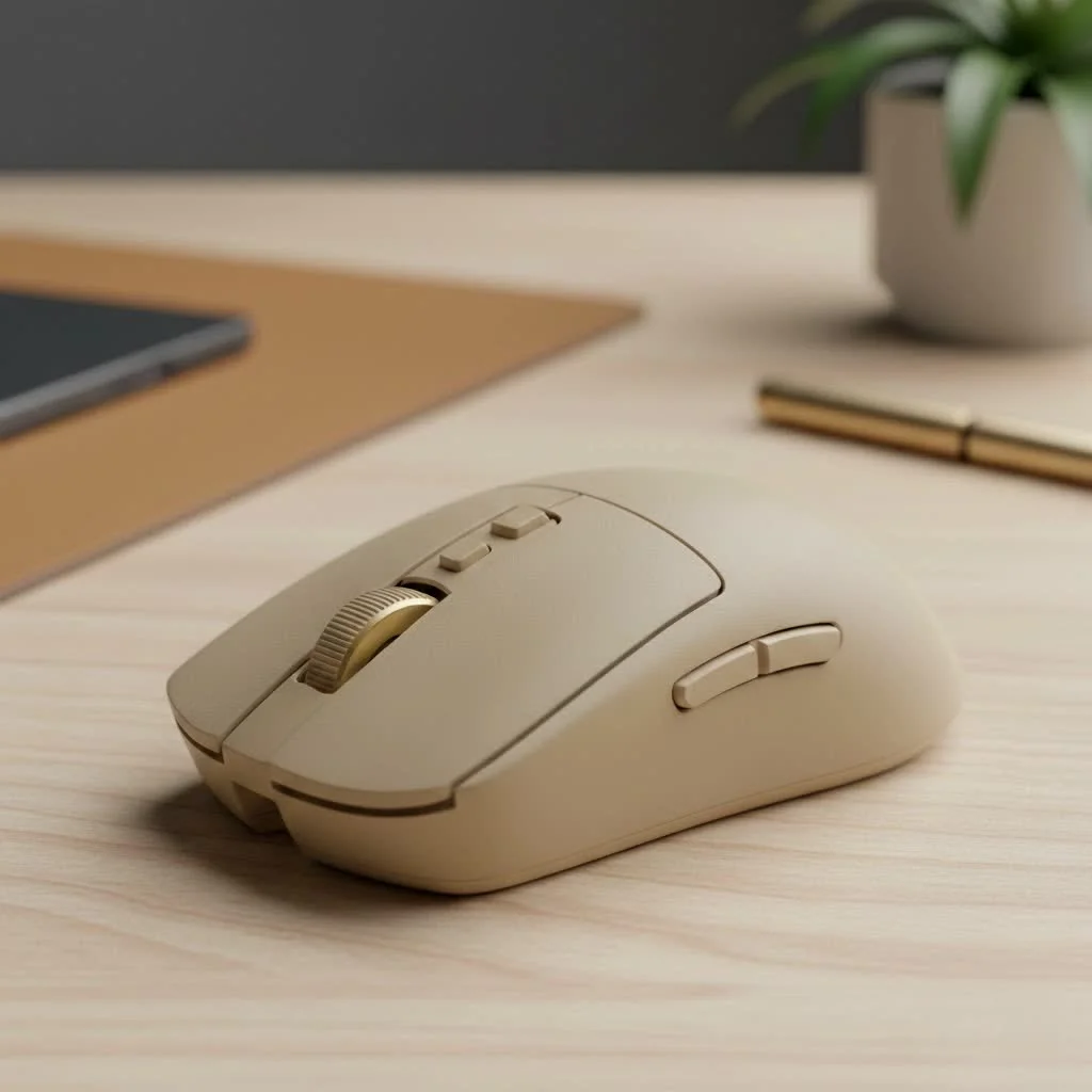 Gamer using a high-performance gaming mouse on a desk